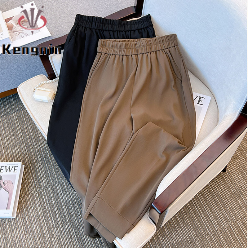 Frühling/Herbst Hosen Frau für 2023 Plus Größe 4XL Büro Dame Arbeit Lose Anzug Hosen Bleistift Elastische Taille Weibliche capris KE3213