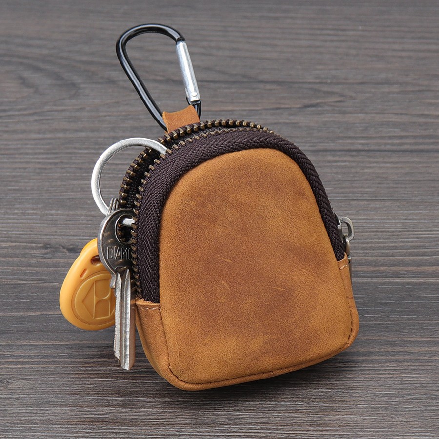 Small wallet original Japanese youth coin bag change bag zipper PU leather earphone bag key bag pendant
