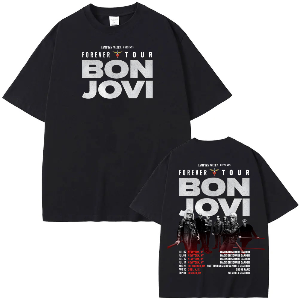 Bon Jovi Grunge Band Forever TOUR 2026 Camiseta Verão Casual Camiseta 100% Algodão Confortável Gráfico de Alta Qualidade 100% Algodão Tops