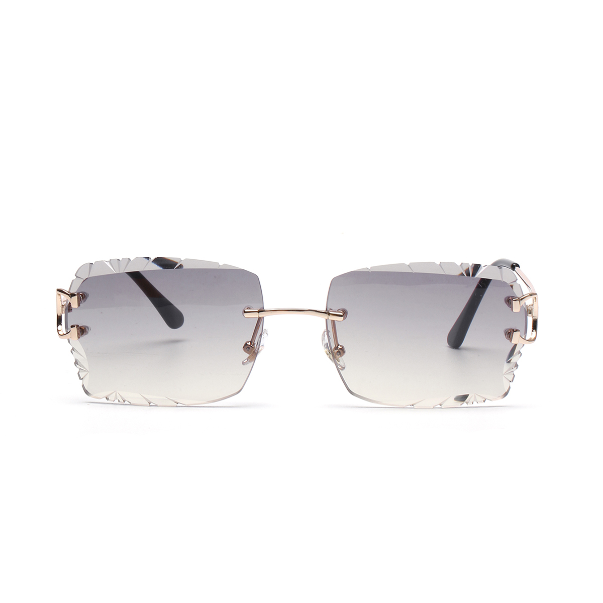 Óculos de sol Ruiao de luxo, alta qualidade, sem aro, com lentes de nylon com corte diamante, proteção UV400, design moderno com hastes de metal quadradas, para homens e mulheres.