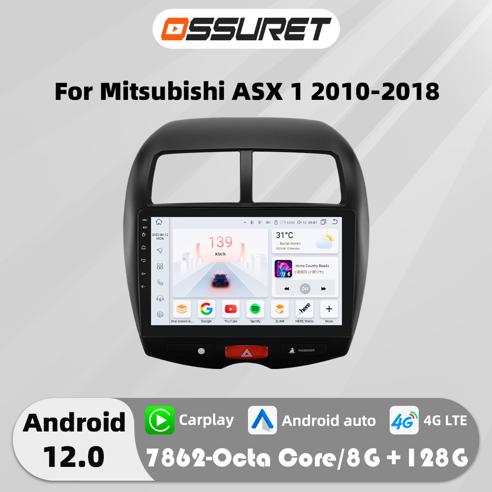 Radio con GPS para coche, reproductor multimedia con Android, 2Din, vídeo, dsp, Carplay, navi, estéreo, pantalla QLED, Audio, para Mitsubishi ASX 1 2010-2018