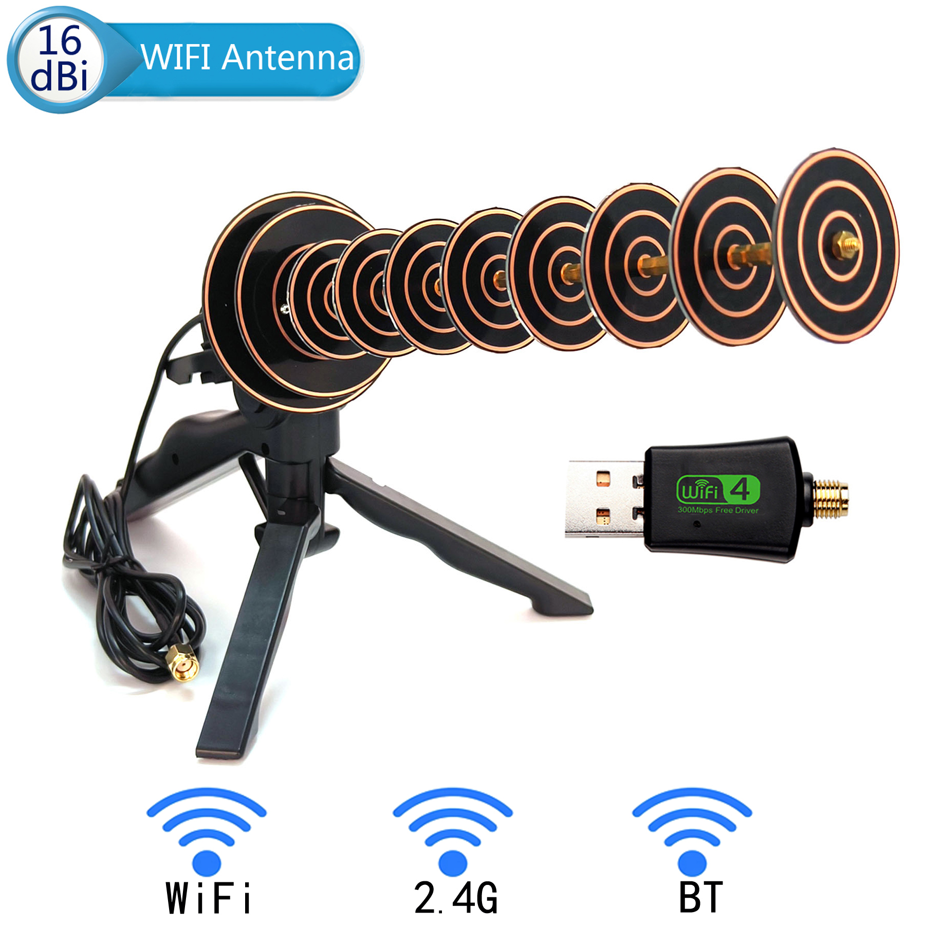16dBi 2.4GHz WIFI Yagi Directional เสาอากาศ USB อะแดปเตอร์ไร้สายแล็ปท็อปเดสก์ท็อป pc ยาวรับหรือส่งสัญญาณ