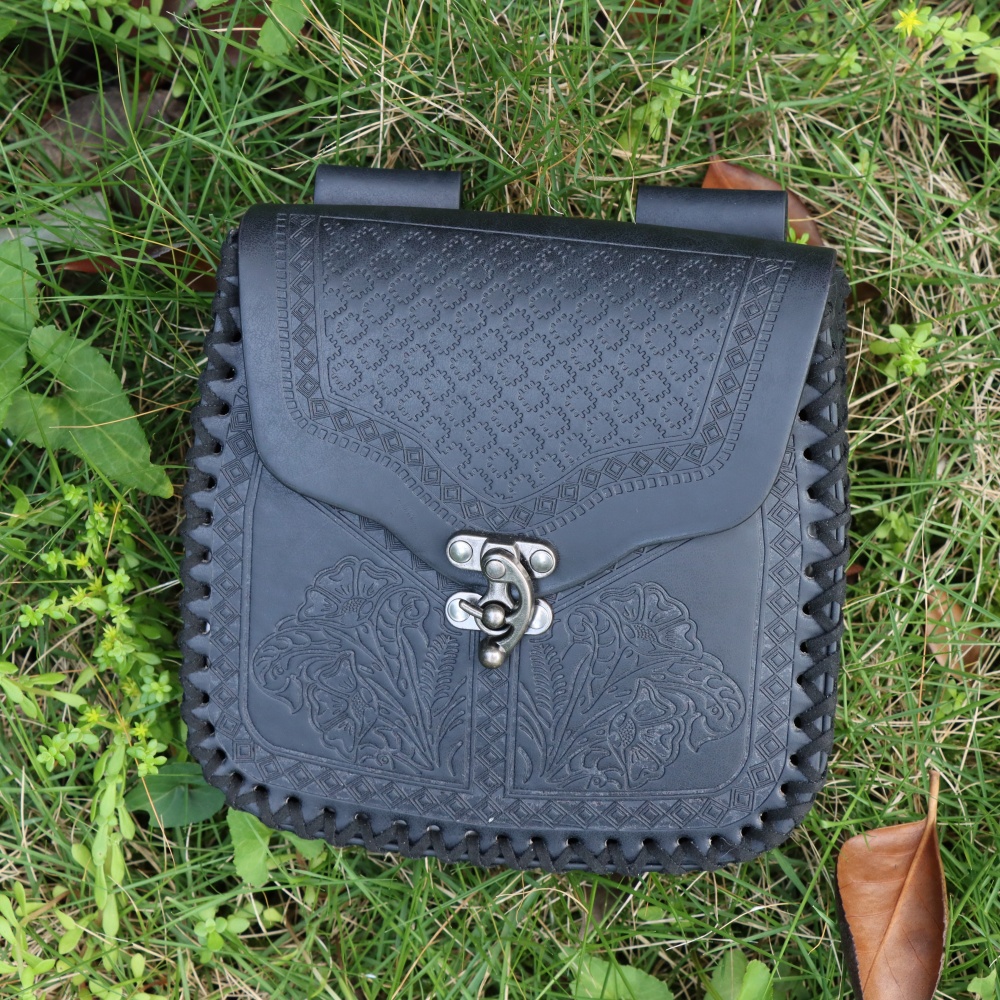 Bolsa de couro medieval portátil carteira vintage em relevo bolsa de cintura para evento fantasia festa cosplay