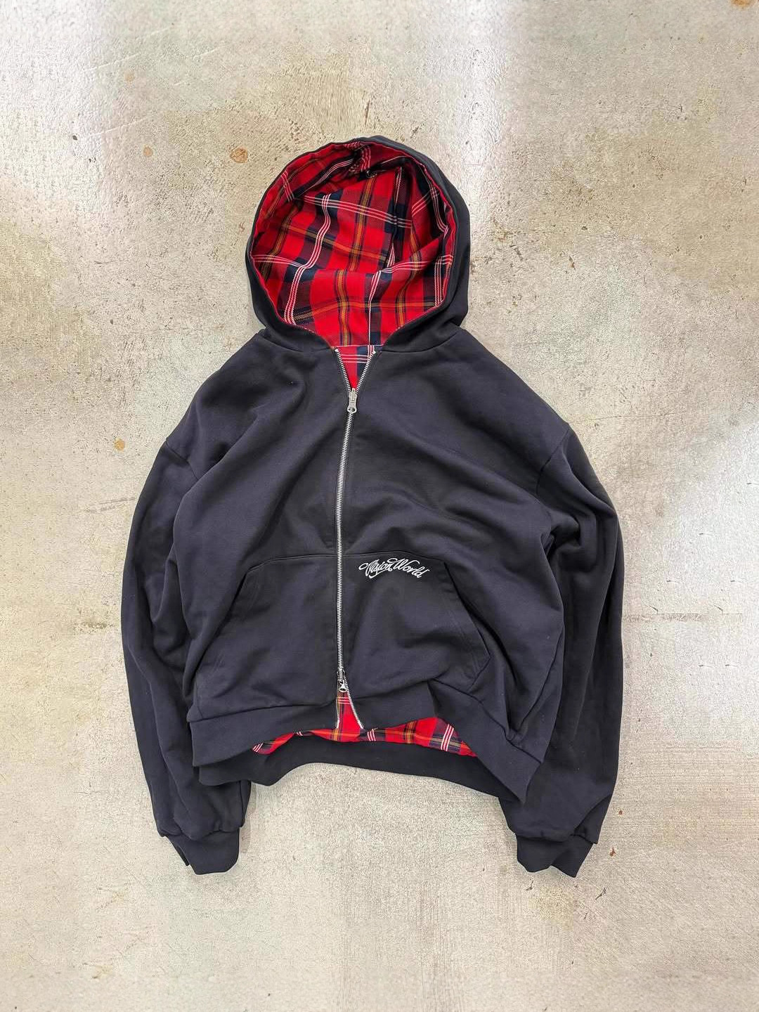 Nuevas sudaderas góticas con Bordado de letras Retro americanas de otoño e invierno, jersey a cuadros frontal y trasero, cárdigan con cremallera, sudadera y2k