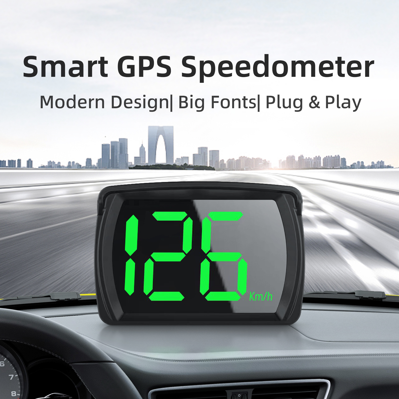 GPS para coche HUD Y03 pantalla frontal de velocidad Universal para coche velocímetro Digital Km/h accesorios medidor de velocidad de fuente grande para todos los coches