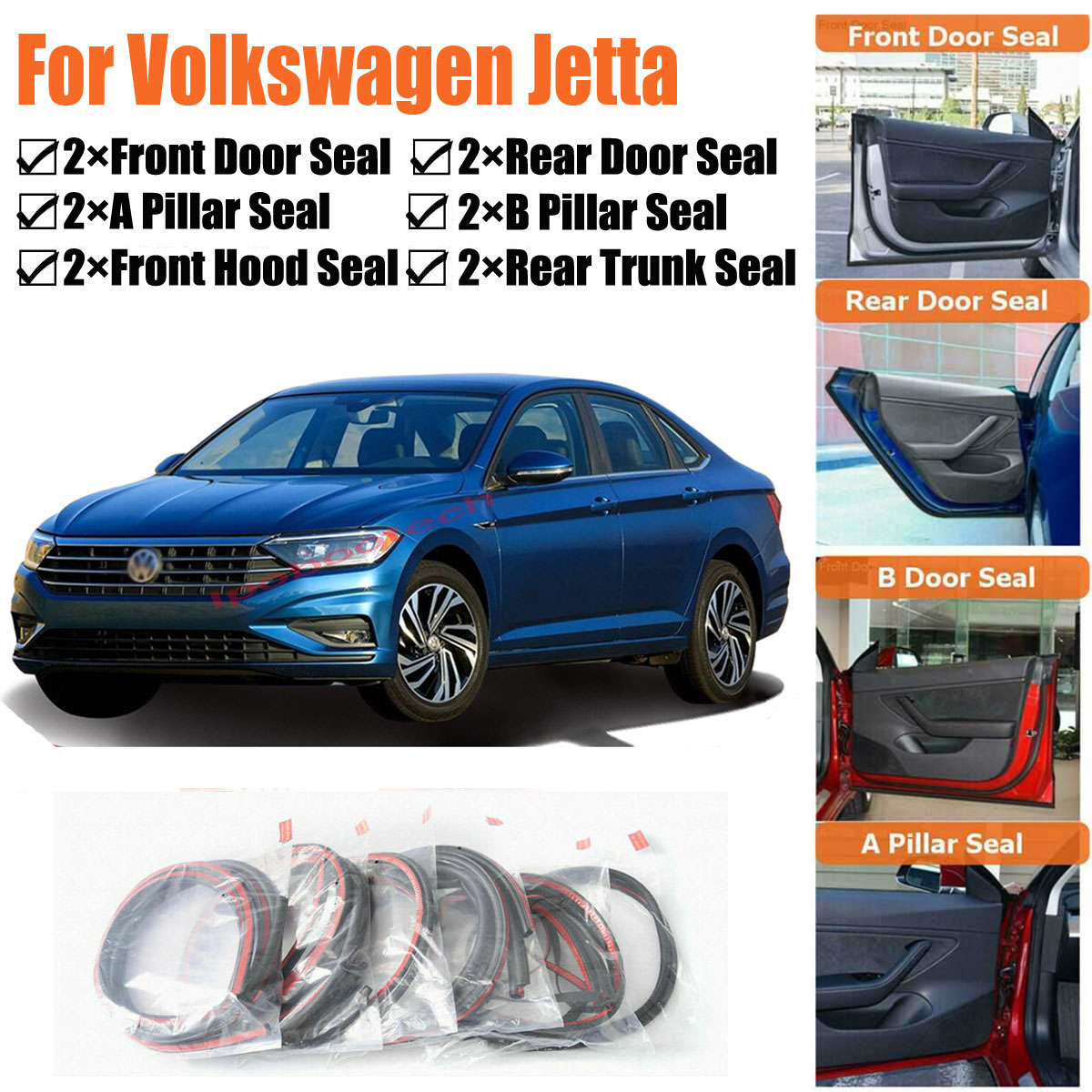 Merek Baru Pintu Mobil Segel Kit Kedap Suara Karet Cuaca Draft Segel Strip Angin Pengurangan Kebisingan Cocok untuk Volkswagen Jetta