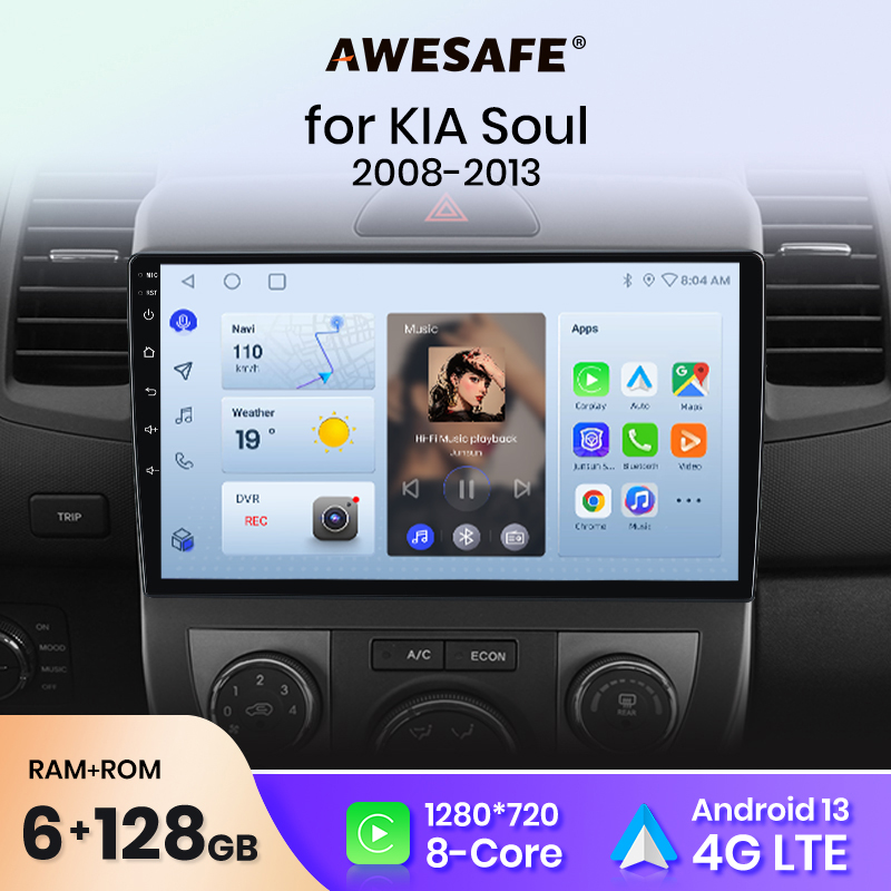 AWESAFE PX9 dla Kia Soul AM 2008 2009 2010 2011 samochód Multimedia radiowe GPS nr 2 din Android 10.0 CarPlay 8 + 128GB Autoradio