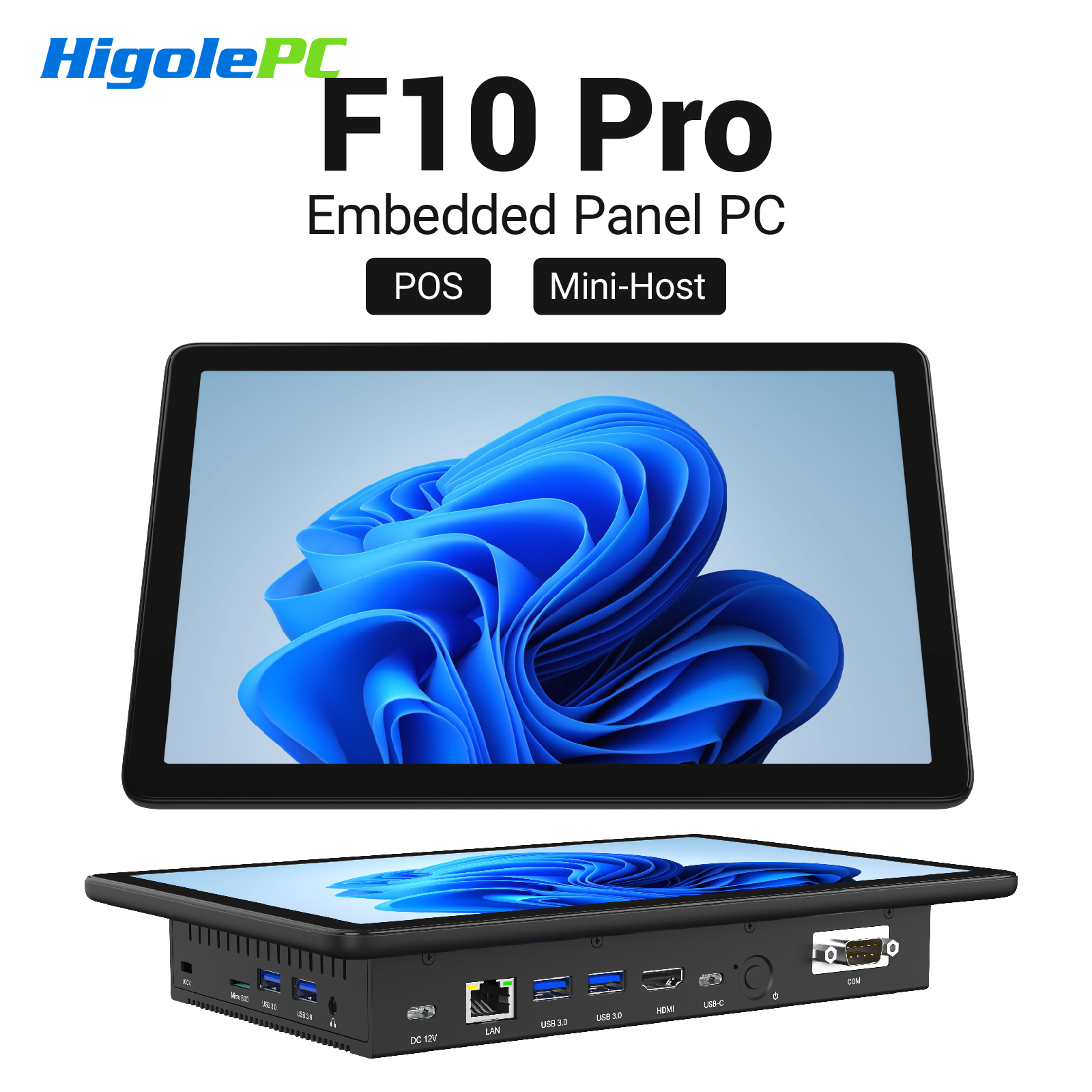 Higole F10 Pro 10,1 ''Mini PC sin ventilador Intel N5100 Windows 11 WiFi5 8GB 128GB 5000mAh 4K RS-232 portátil PC de escritorio Mini ordenadores
