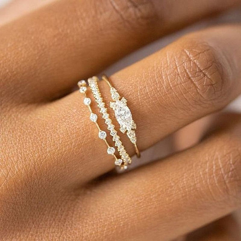 Nouvelles bagues délicates tendance couleur or INS pour femmes, bagues de luxe en zircon pour doigt moyen, bijoux d'anniversaire pour femme KAR229