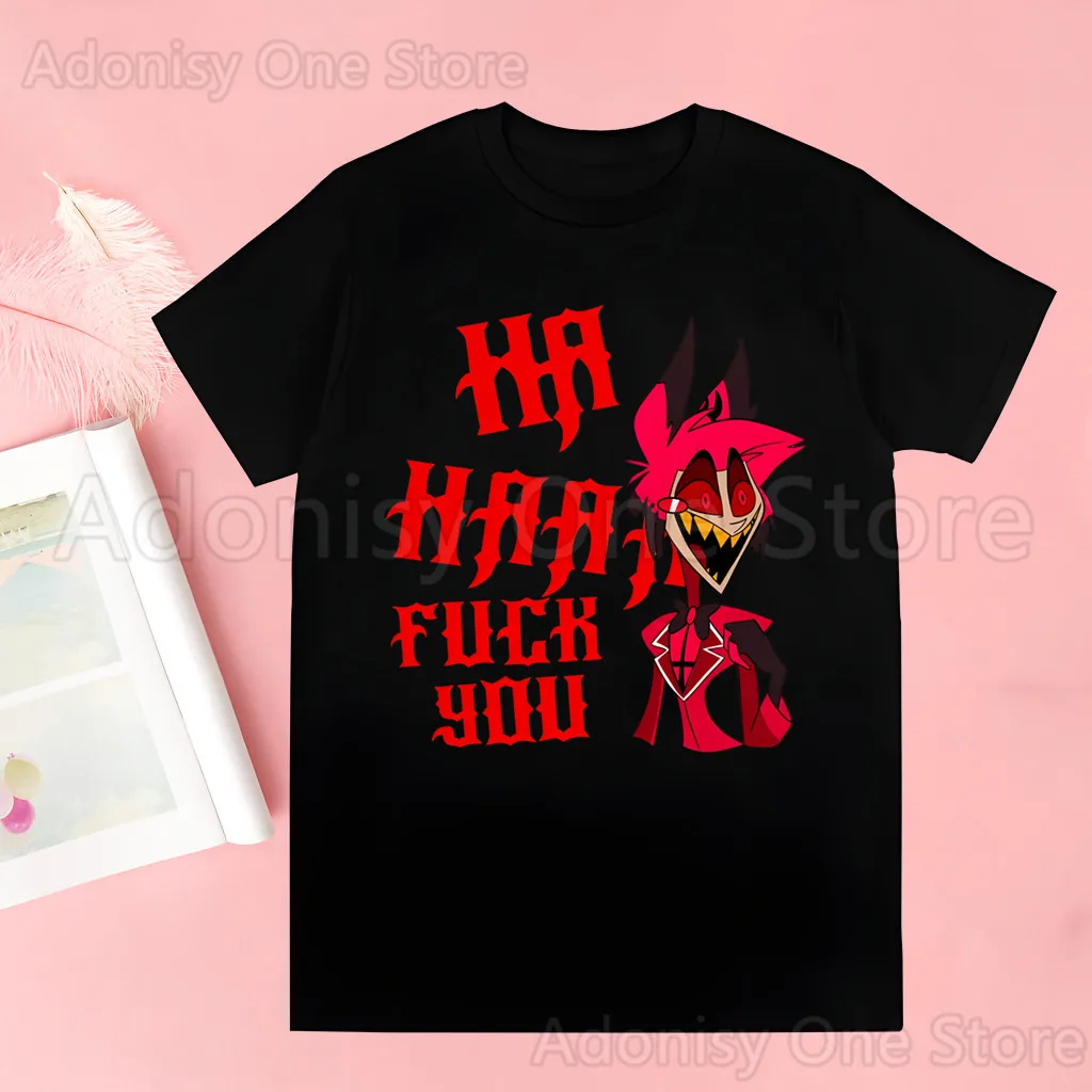 Hazbin Komedie Angel Dust Print T-shirts Mannen vrouwen Zomer Grafische Tees Grappige Mode Harajuku Kawaii T-shirt Y2K Kleding