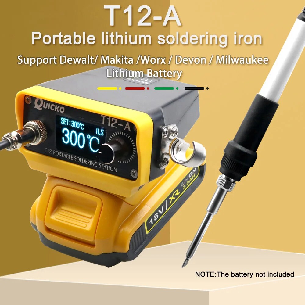 Akumulatorowa stacja lutownicza 72W T12 lutownica do akumulatora Dewalt/Makita/Milwaukee/Worx akumulator litowo-jonowy 20V Max do naprawy DIY