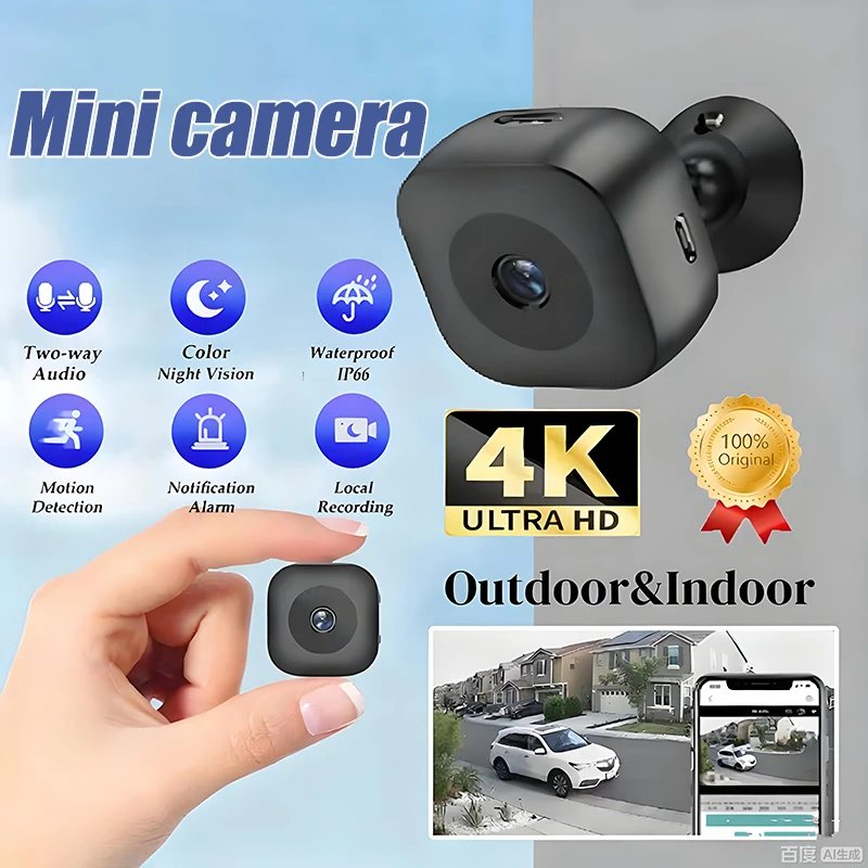 Мини HD 4K камера Wi-Fi беспроводной мониторинг защита безопасности удаленный монитор видеокамеры видеонаблюдение умный дом 2025