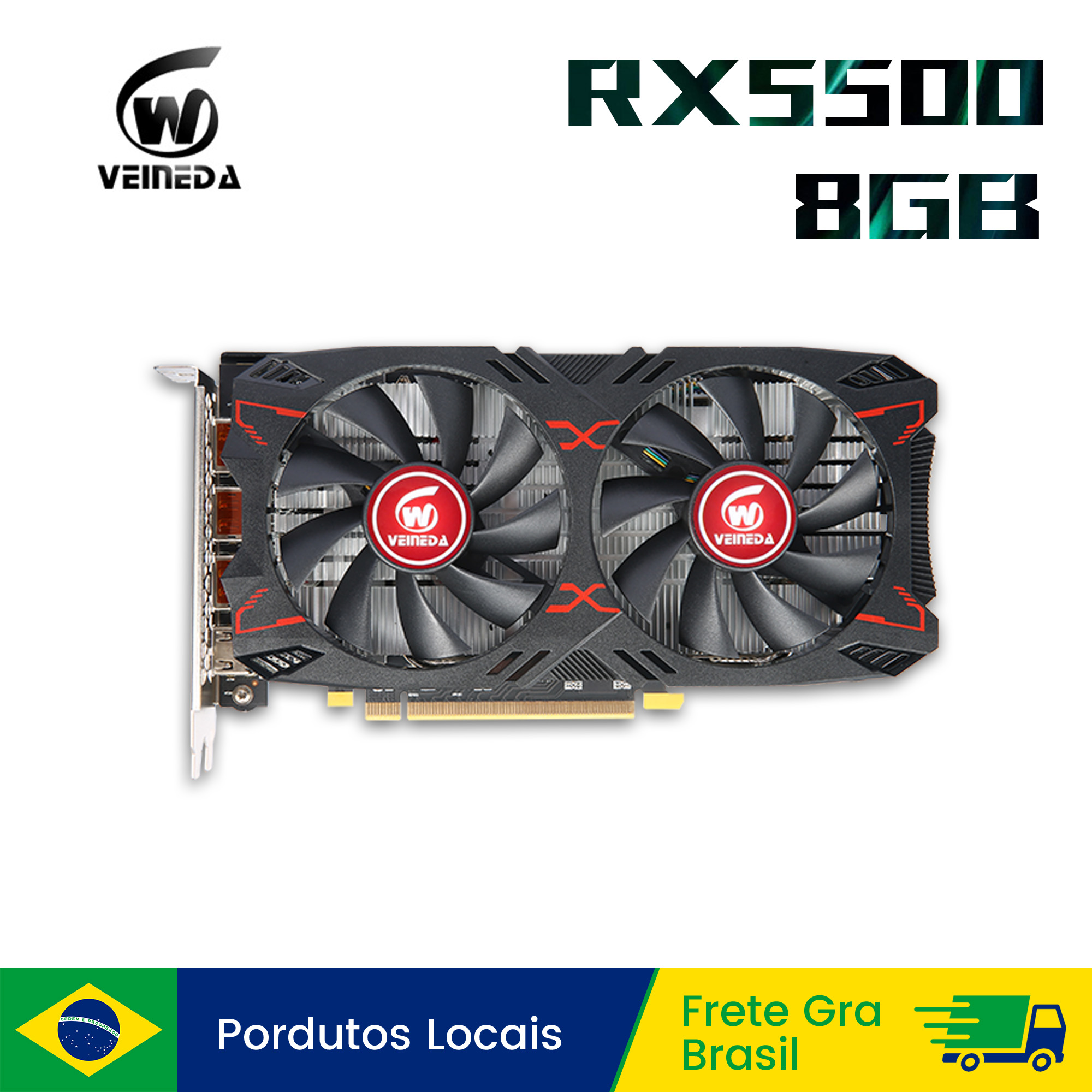 Karta graficzna Veineda RX5500 8G do gier PC, 8GB 128-bit GDDR6 PCI-E 4.0×8 GPU Radeon rx5500 8gb karta graficzna do gier