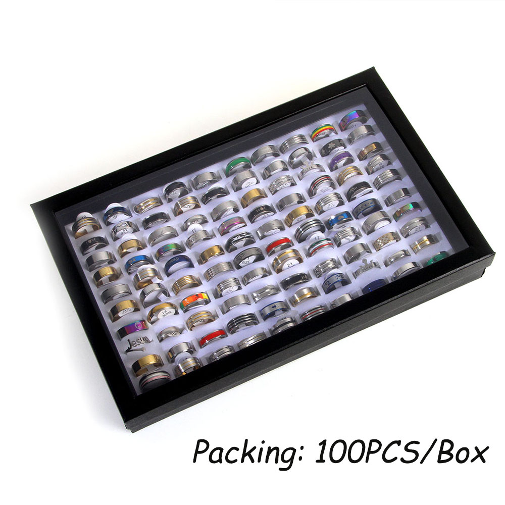Mens Womens Stainless steel Rings Fashion Jewelry Party Gift Wedding Rings Mix Style Wholesale 100pcs/Lots