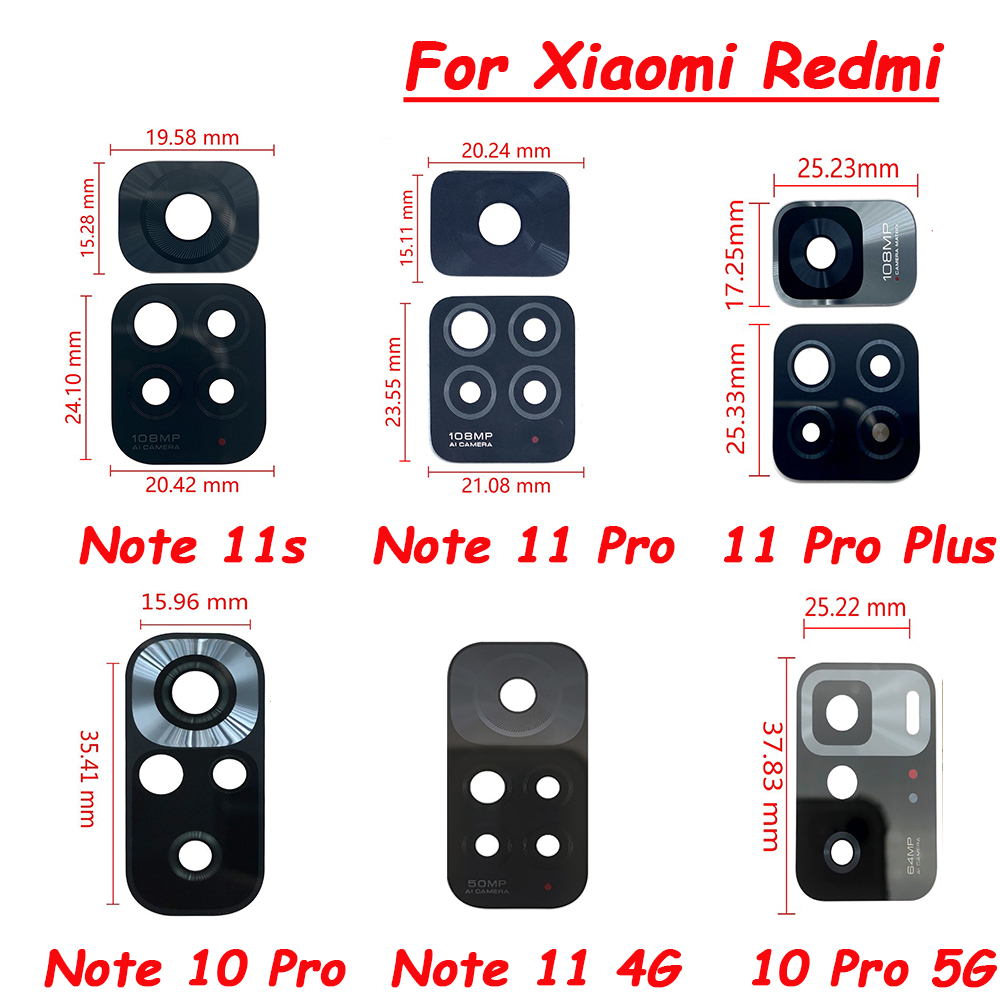 Lente da câmera para xiaomi redmi note 11 pro 9s 8 7 11 10 12 pro plus 5g lente de vidro da câmera traseira com cola adesiva