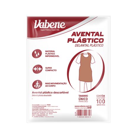 DISCARTAVEL PLASTIC AVENTAL 110X70CM 100UN VABENE