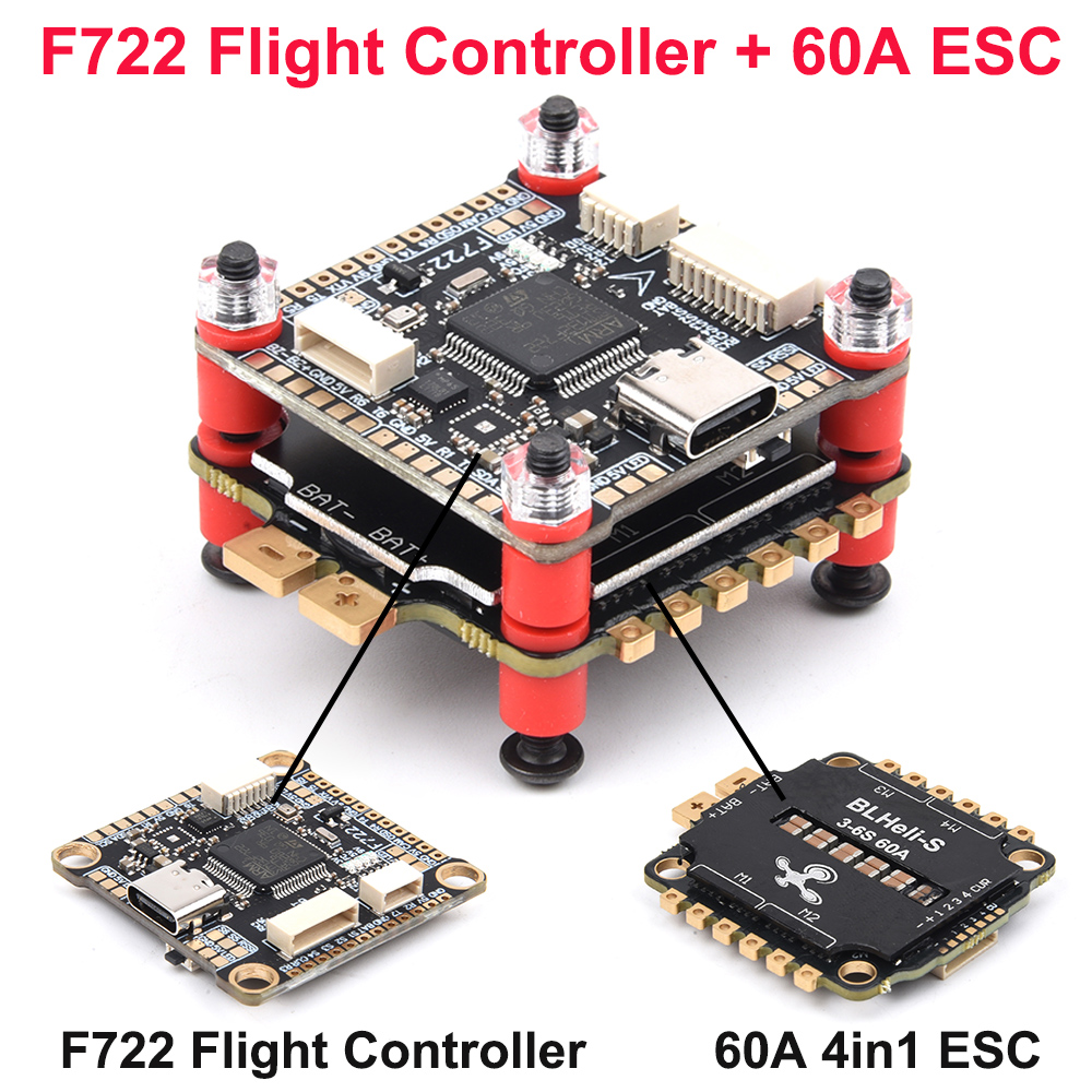 F405 F405HD / F7 F722 Kontroler lotu / F4 V3S Plus FC + 60A 4w1 BLheli_S ESC Stacks 30.5*30.5mm Dla RC FPV Racer Drone