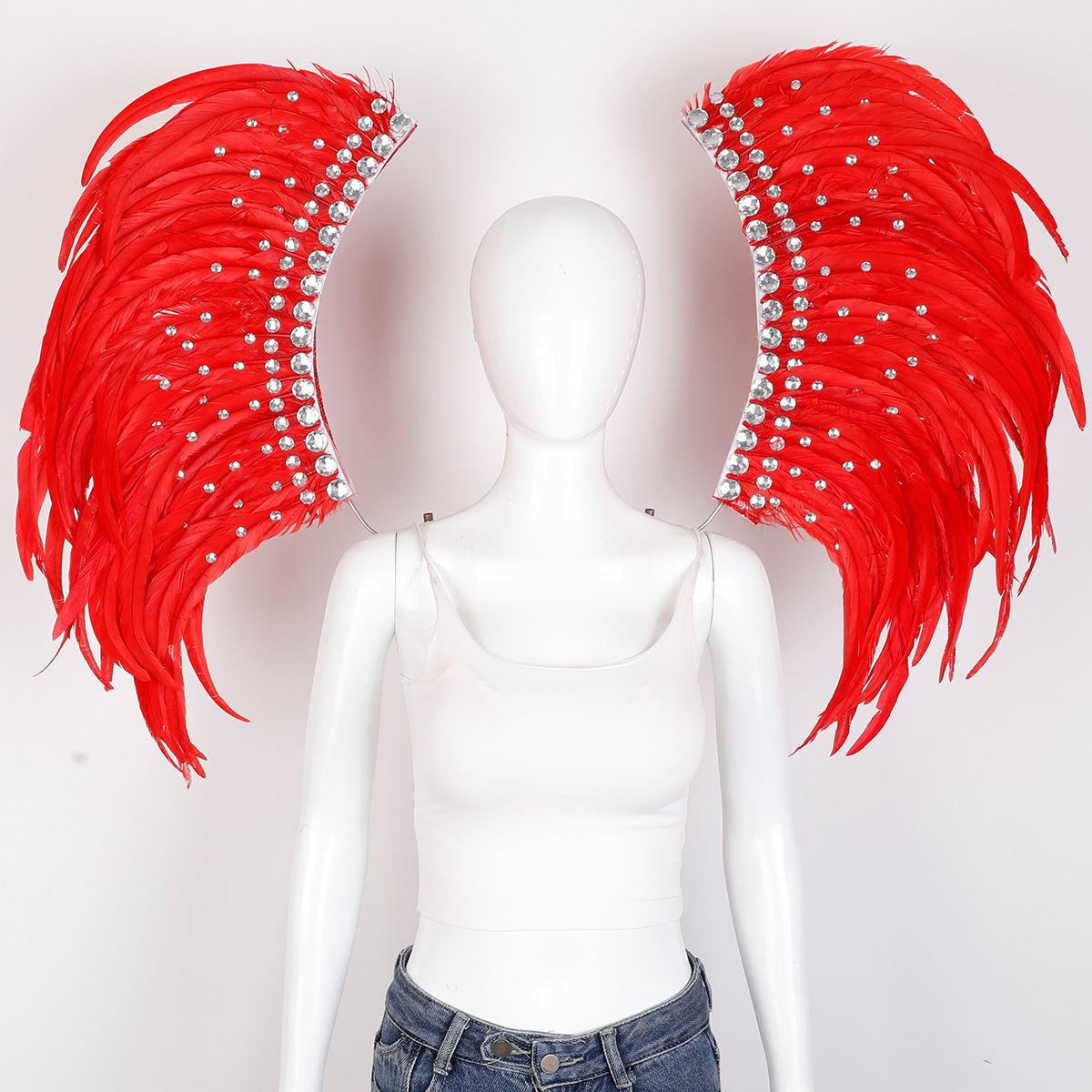Costume de Samba en plumes de carnaval d'halloween, accessoires de jeu de rôle pour spectacle de Bar, maquillage, ailes de plumes de danse, défilé