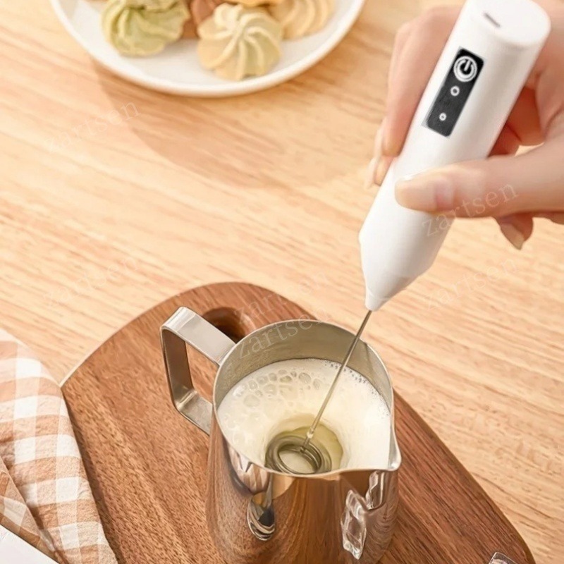 MINI Espumador de leche recargable por USB, máquina de espuma de 3 velocidades, batidor de café, mezclador con mango eléctrico, batidor de huevos, herramientas de cocina calientes