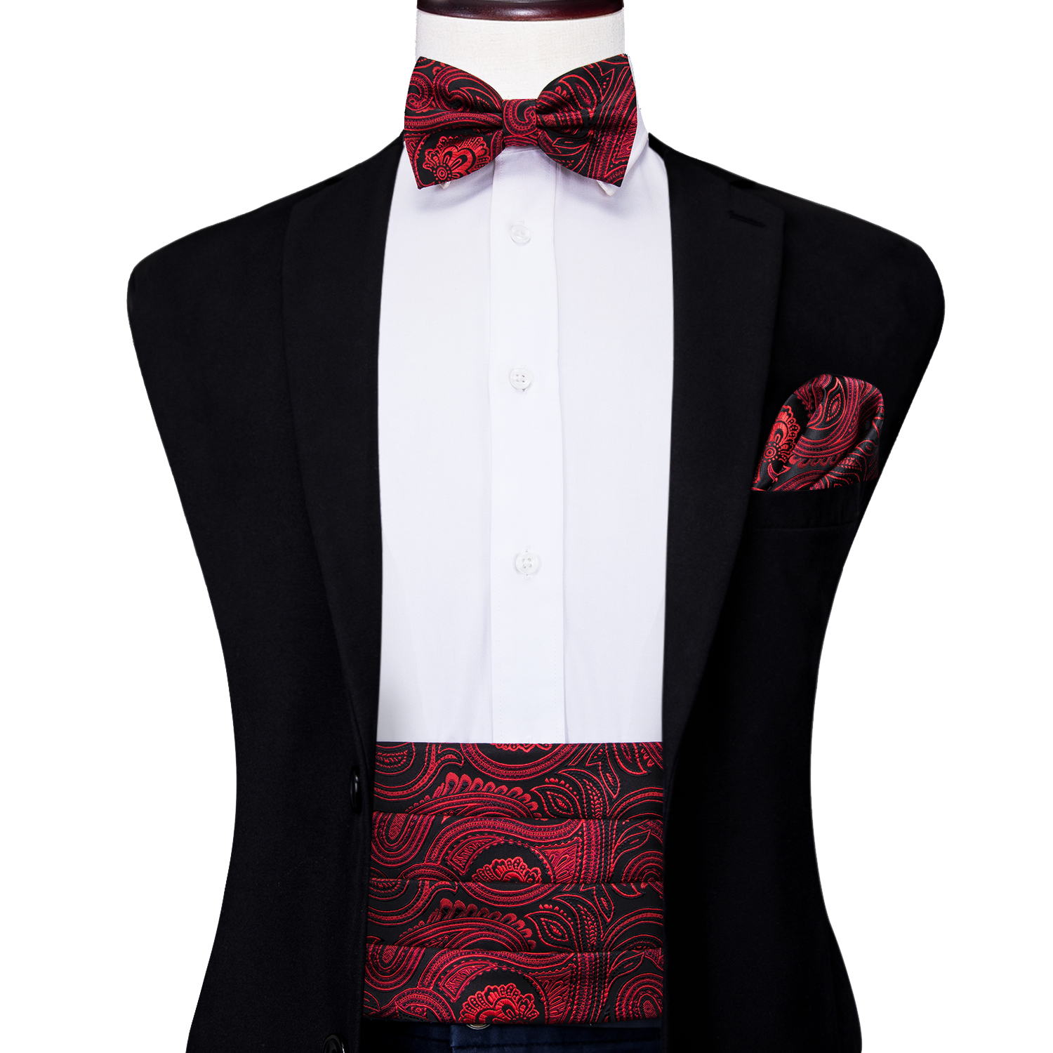 YF-2006 Hi-Tie luxe concepteur Paisley rouge Cummerbund noeud papillon ensemble formel smoking Corset ceinture élastique pour hommes mariage Cummerbunds