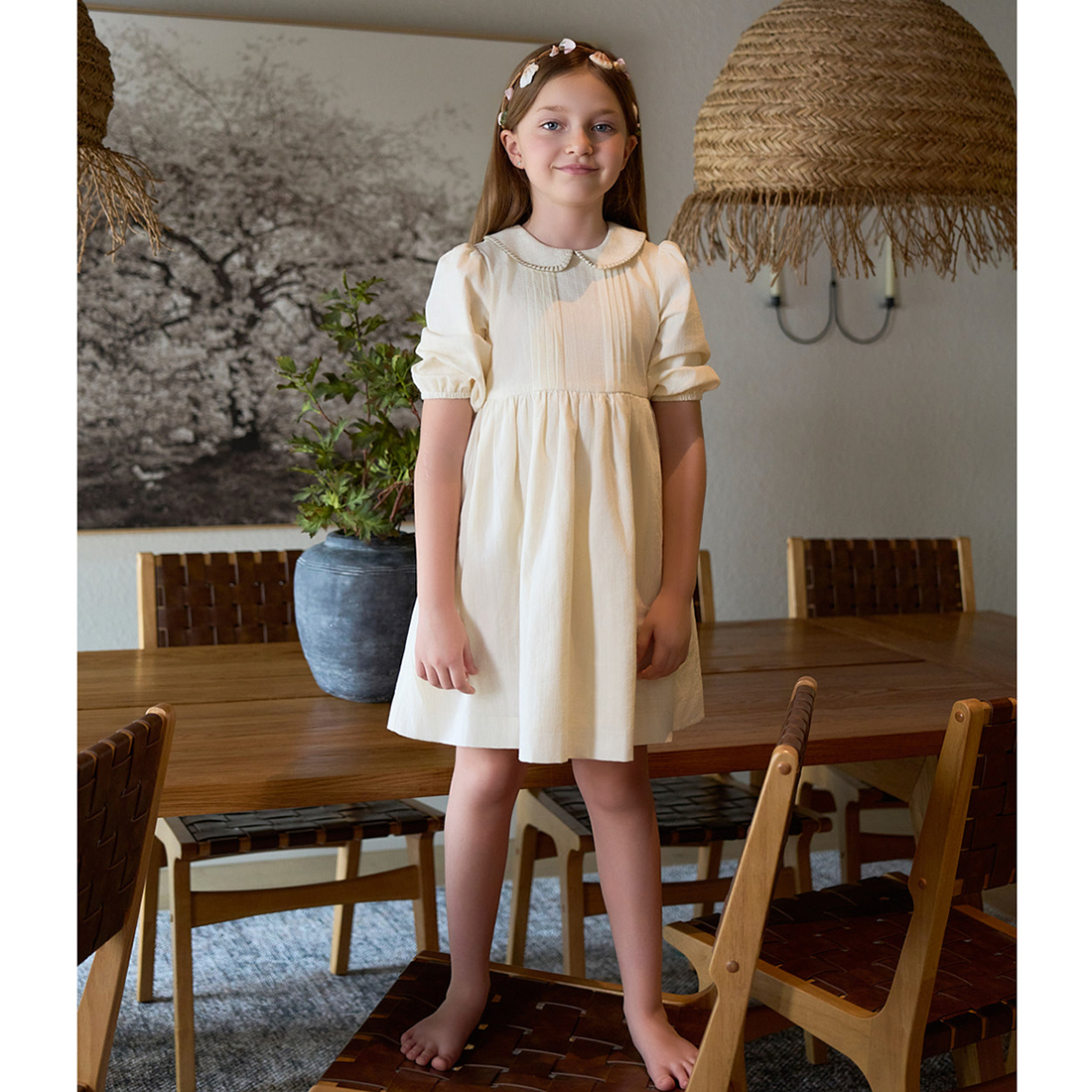 AS SS26 Maison Collection Jacquard Stripe Stitching Girls Cotton Dress Boys Diamond Knit Top Familly Match Clothes