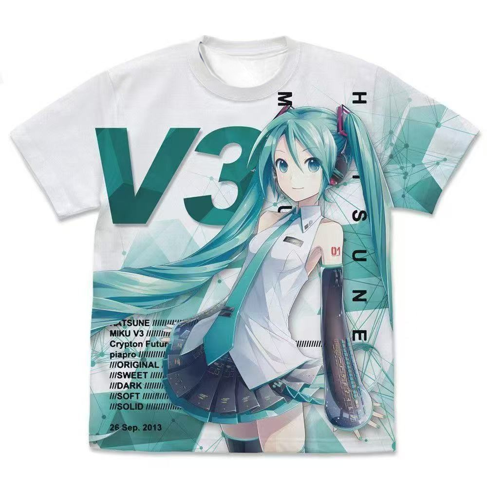 T-shirt Unisex Hatsune Miku V3 Ver.3.0 Anime Cos Animazione Manica Corta 3D