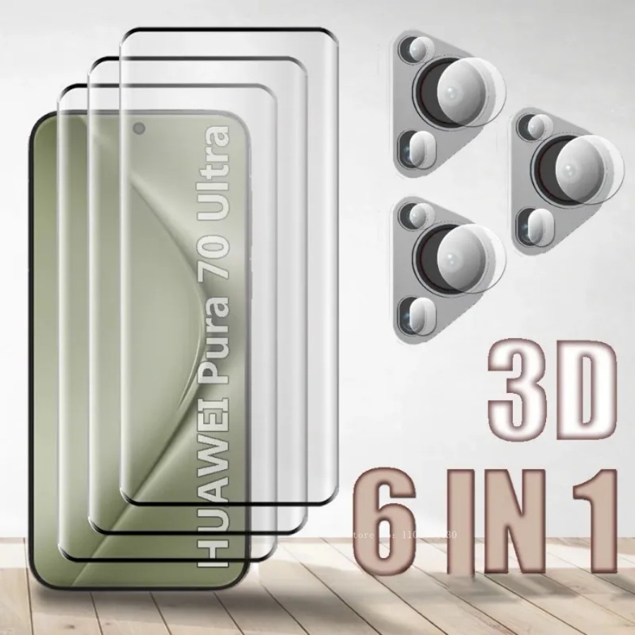 6in1 Tempered Glass For HUAWEI Pura 70 Ultra 70 Pro 3D Hard film Anti Shatter Soft Camera Lens film For Huawei P70 Pro Glass
