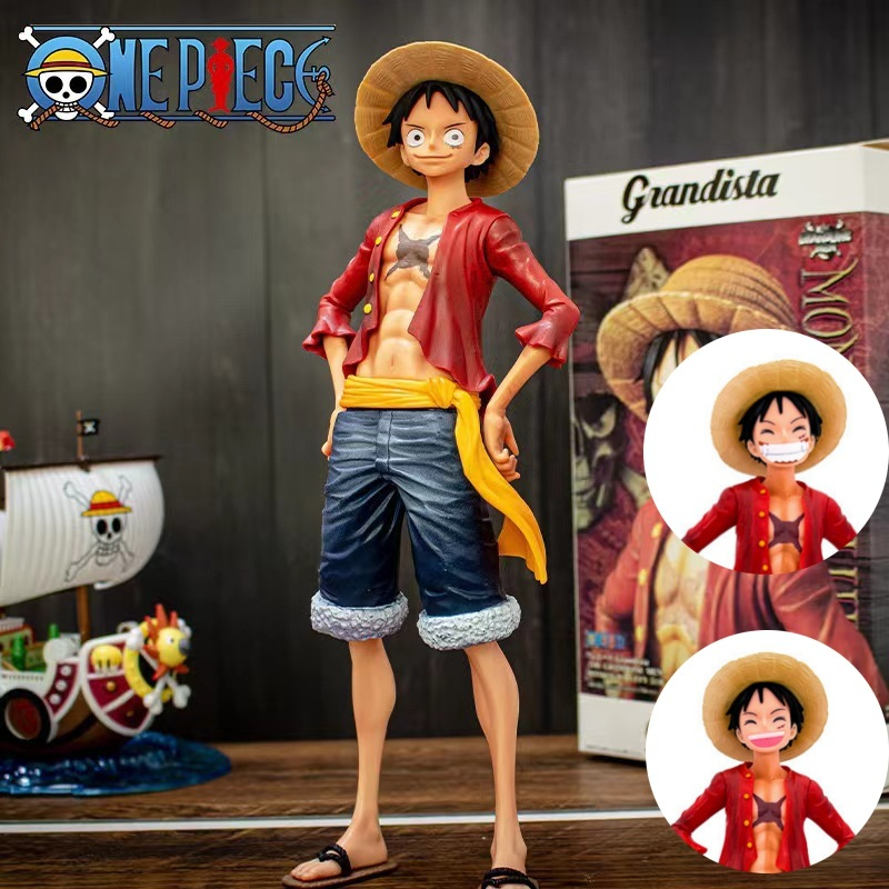 28Cm One PieceลิงD Luffyอะนิเมะของเล่นมั่นใจยิ้มLuffyสามรูปแบบหน้าเปลี่ยนAction Figurine PVCตุ๊กตา
