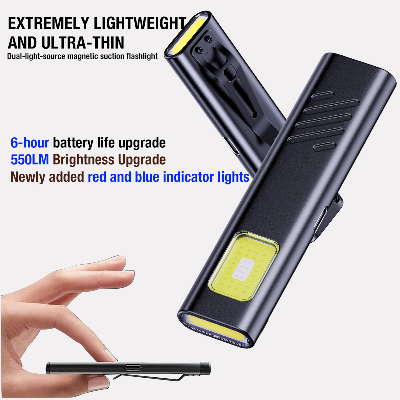 Segurança piscando luz de trabalho luz de advertência luz forte mini portátil manutenção ao ar livre emergência edc lanterna faca tampa cli