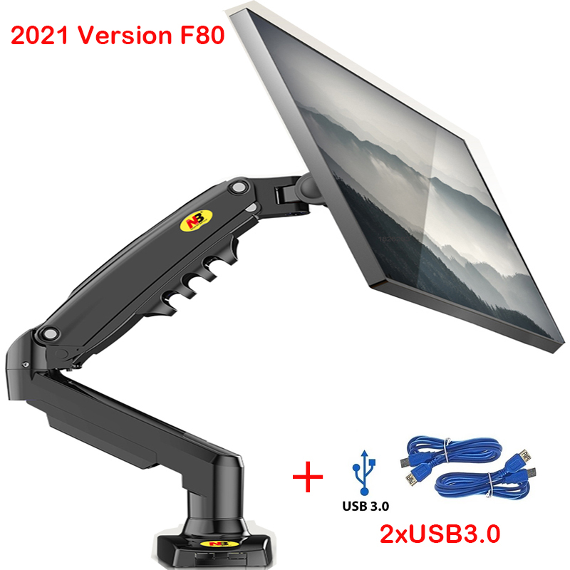 NORTH BAYOU F80 Sprężyna gazowa 17-30 cali Uchwyt do monitora LED LCD na biurko Ergonomiczny uchwyt gazowy Flexi Mount Obciążenie 2 ~ 9 kg