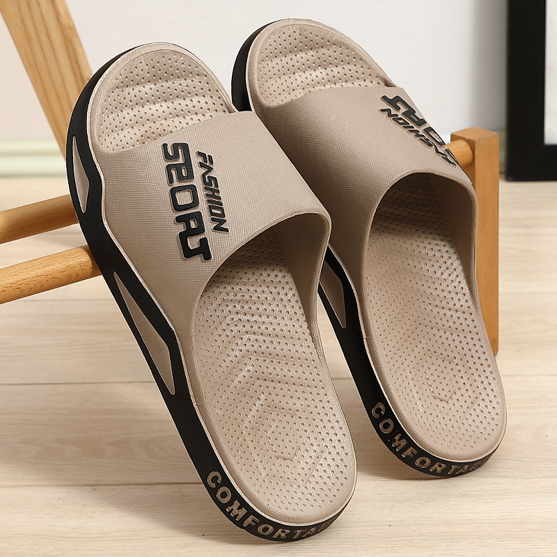 Sepatu olahraga pria, sandal dalam ruangan gaya olahraga sol tebal ringan tembus udara bagus kamar mandi luar ruangan pantai nyaman