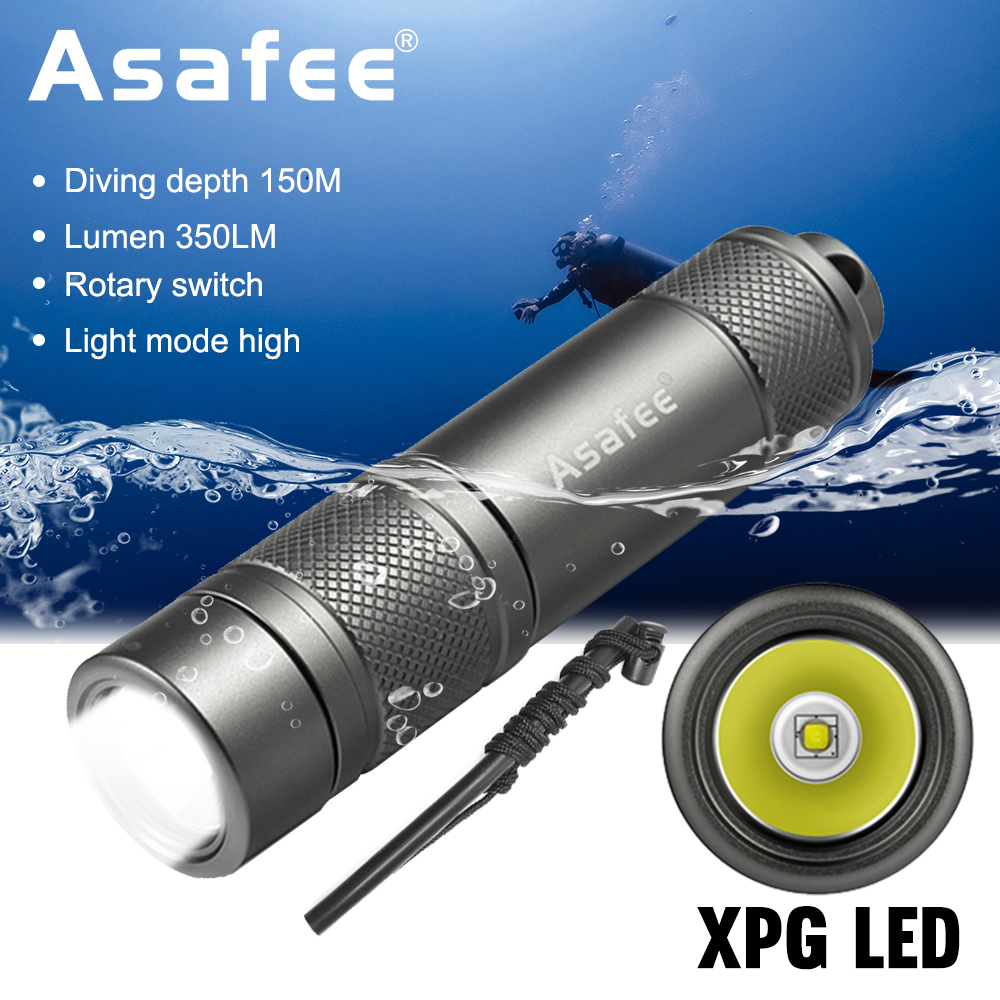 Asafee Af11 Xpg Led Kleine Duiken Zaklamp Waterdichte Ipx8 Duik Duiklamp Scuba Back-Up Duiker Fakkel Licht