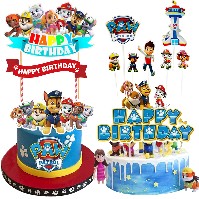Suministros de decoración de pasteles de la Patrulla Canina, accesorios para pasteles de feliz cumpleaños, adornos, soporte, decoración de fiesta, juguetes de regalo para niños