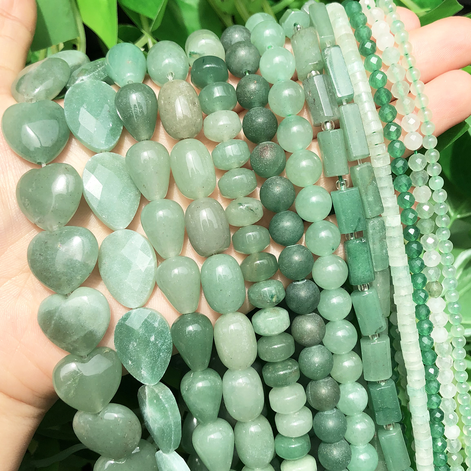 Pierre naturelle Aventurine verte perles rondes en vrac facettes goutte Rondelle Jades perle en vrac pour la fabrication de bijoux bracelet à bricoler soi-même fait à la main