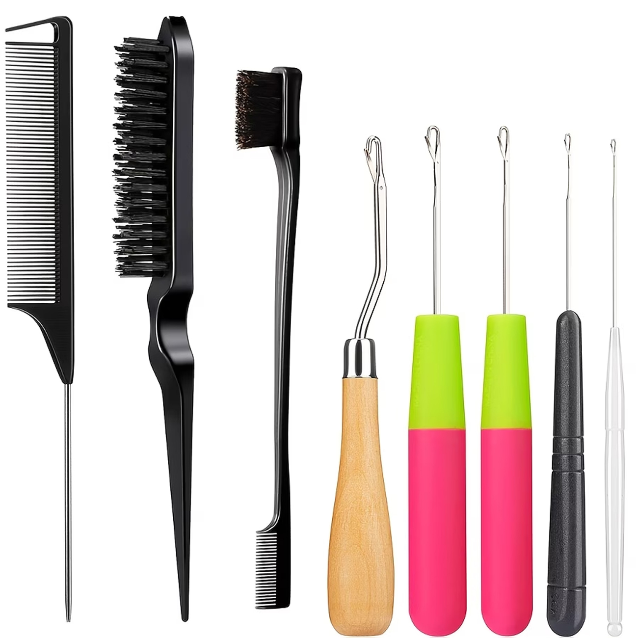 8 Buah Set Kait Rajut Plastik Alat Tenun dan Penataan Rambut untuk Kerajinan Rambut Artistik Sisir Tenun Wig Aksesori Tata Rambut