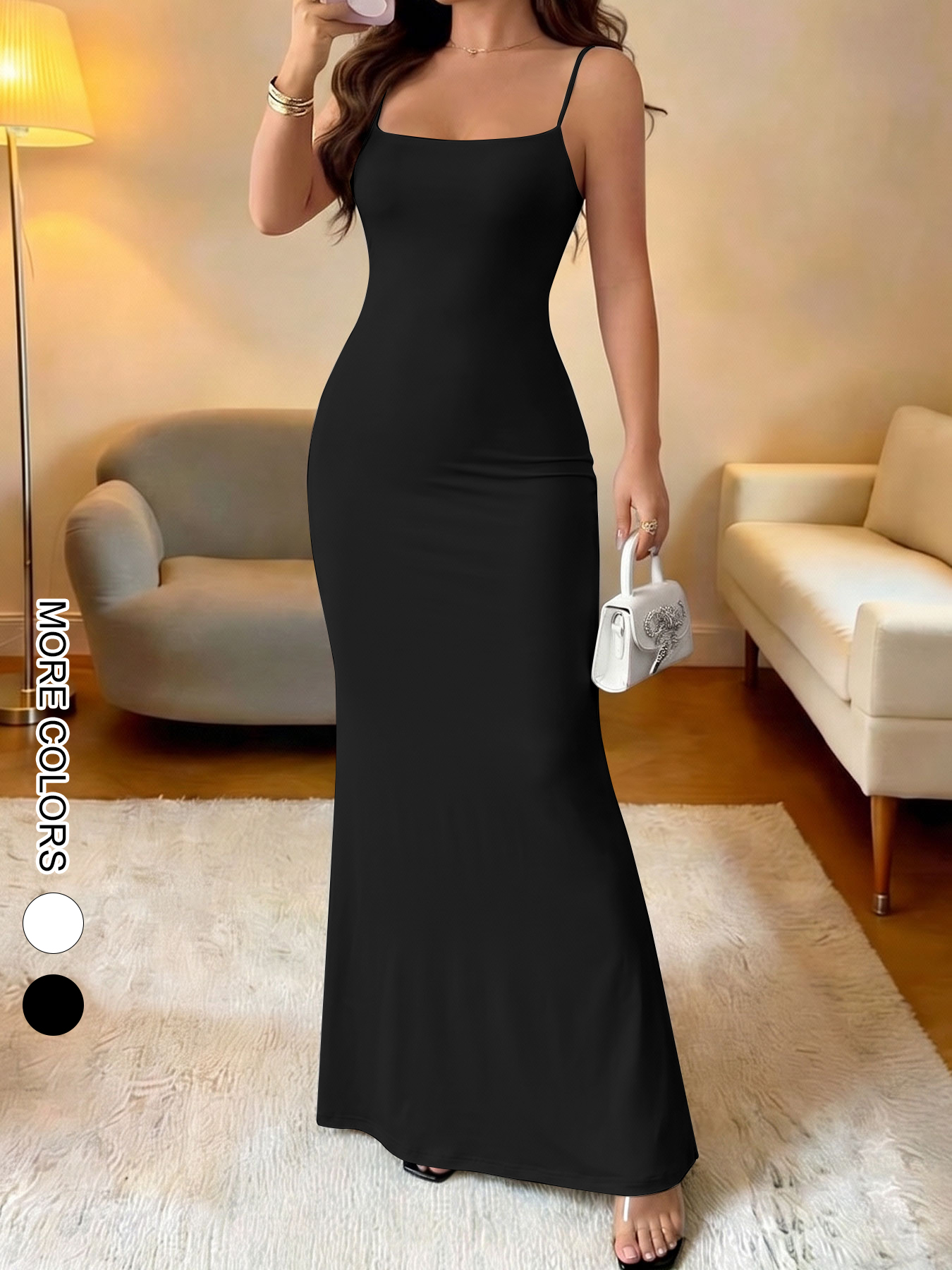 Gaun Tali Baru Musim Panas Gaun Bodycon Tanpa Lengan Ketat Wanita Seksi Solid Pakaian Jalanan Gaun Panjang Pergelangan Kaki Pesta Elegan Kasual
