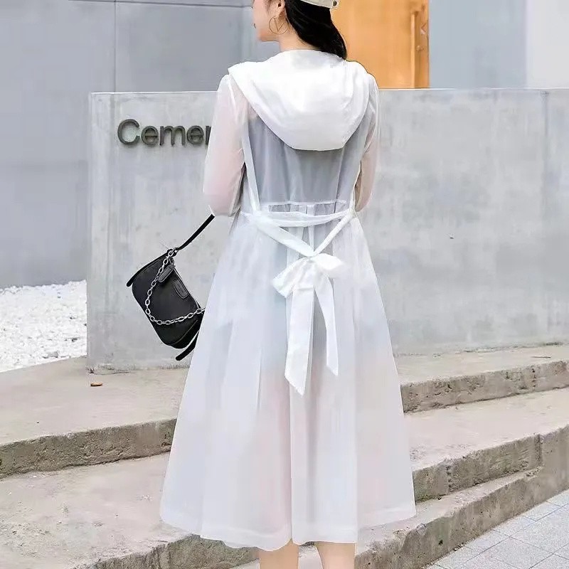 Ropa de protección solar para mujer, abrigo largo a la moda, Chaoxian, de seda de hielo, transpirable, Delgado, rompevientos, 2022