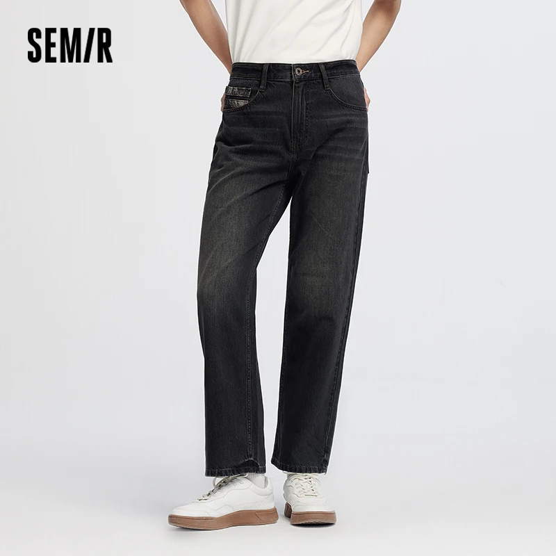 Pantalones de Mezclilla para Hombre Semir, Estilo Retro Lavado, Corte Recto Holgado, Suaves y Duraderos, Estilo Casual, Pantalones Largos de Otoño para Uso al Aire Libre 2026