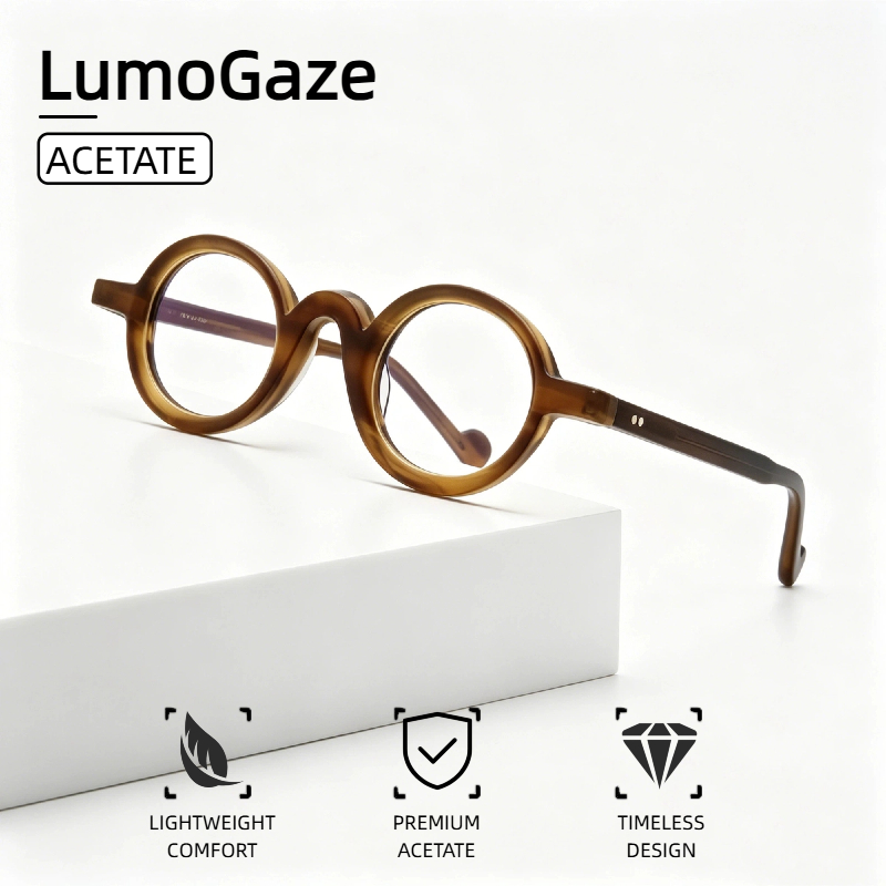 Retro High Quality Small Round Frame Glasses Retro High Quality Acetate Frames Fashion Decorative Glasses For Men And Women