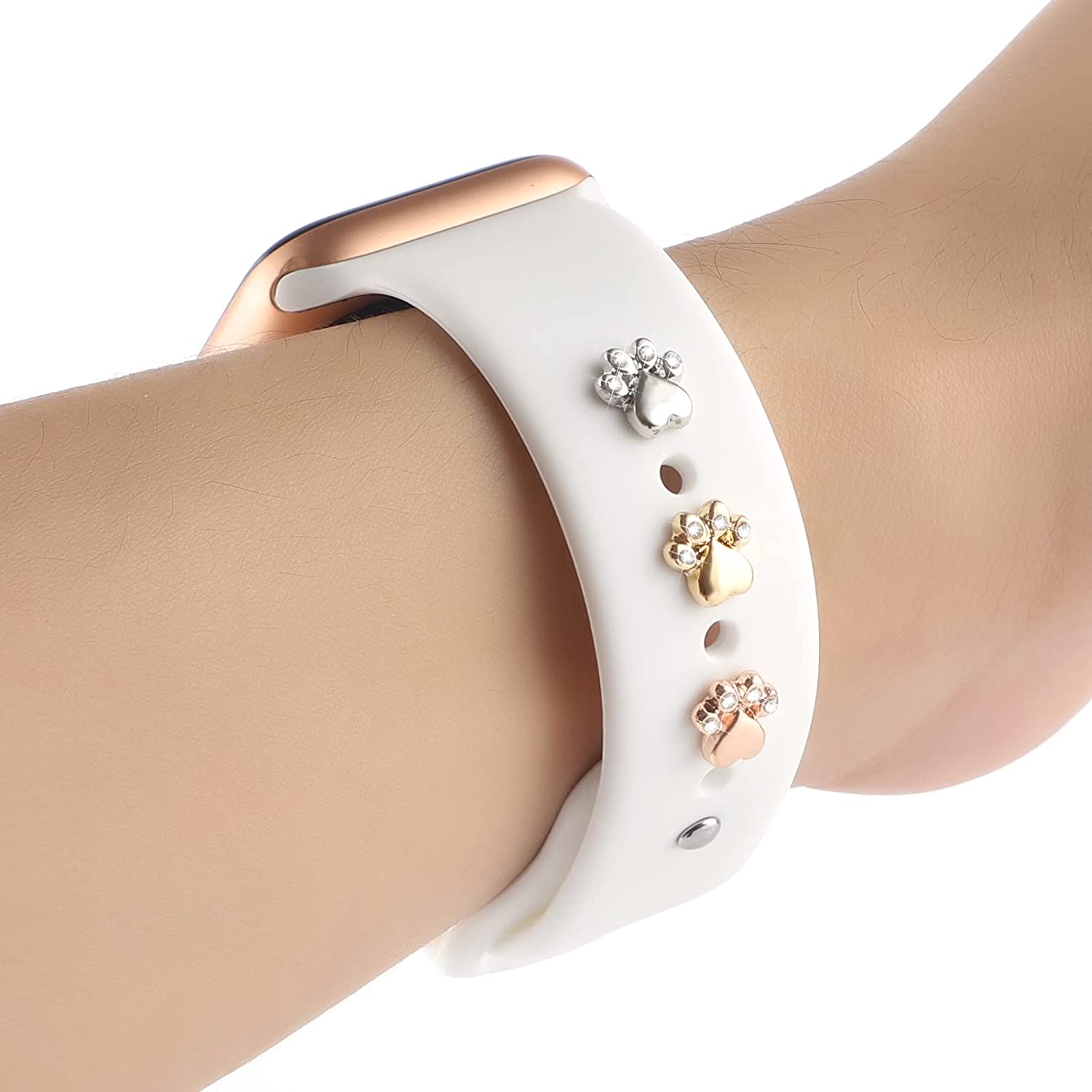 Dây Đeo Silicone Trang Sức Quyến Rũ Cho IWatch Series 7 6 5 3 Se/Galaxy Đồng Hồ 4/Cổ Điển Vòng Tay Kim Loại trang Trí Cho Dây Đồng Hồ