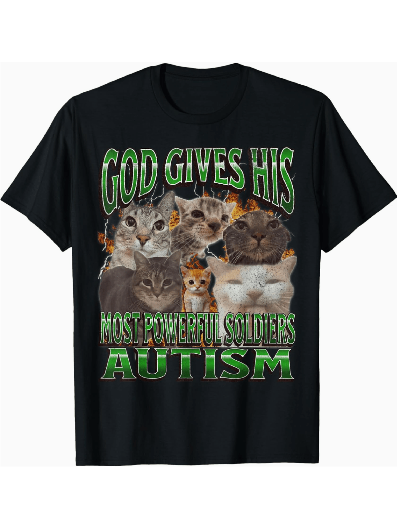 God gaf hem de sterkste krijger: autisme T-shirt met kattenpatroon - Fun Autism Awareness Promotioneel T-shirt Dameskleding Y2K