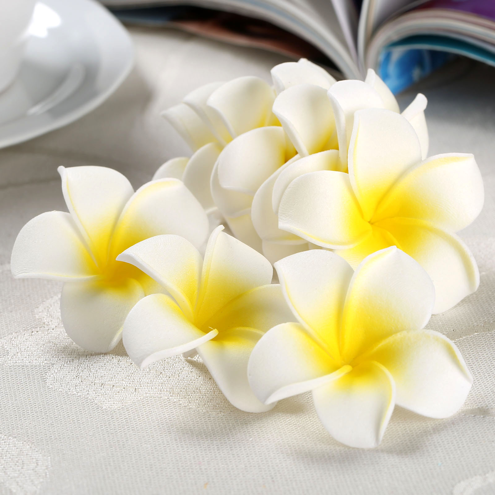 10Pcs Palsu Busa Frangipani Bunga Buatan Plumeria Rubra untuk DIY Kerajinan Pesta Pernikahan Jepit Rambut Hiasan Kepala Topi Dekorasi Rumah