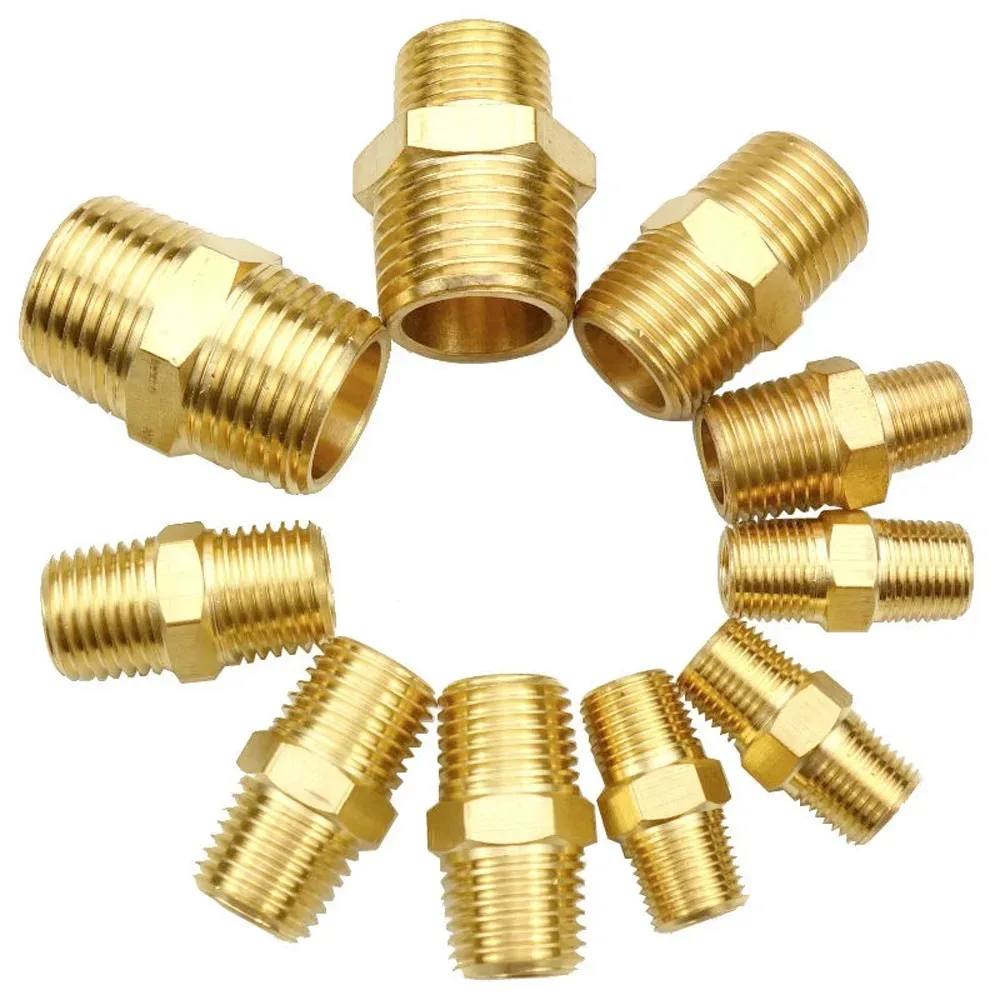 1/8 "1/4" 3/8 "1/2" 3/4 "1" BSPT NPT macho reductor de pezón hexagonal adaptador de conector de instalación de tubería de latón agua Gas propano hogar jardín