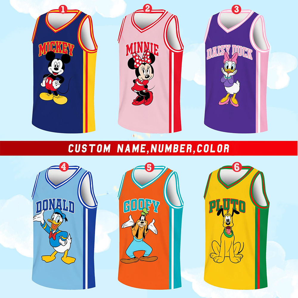 Débardeur de basket-ball Disney, Mickey/Minnie, surdimensionné, respirant, à séchage rapide, gilet de sport décontracté pour enfants/adultes, nouvelle collection d'été