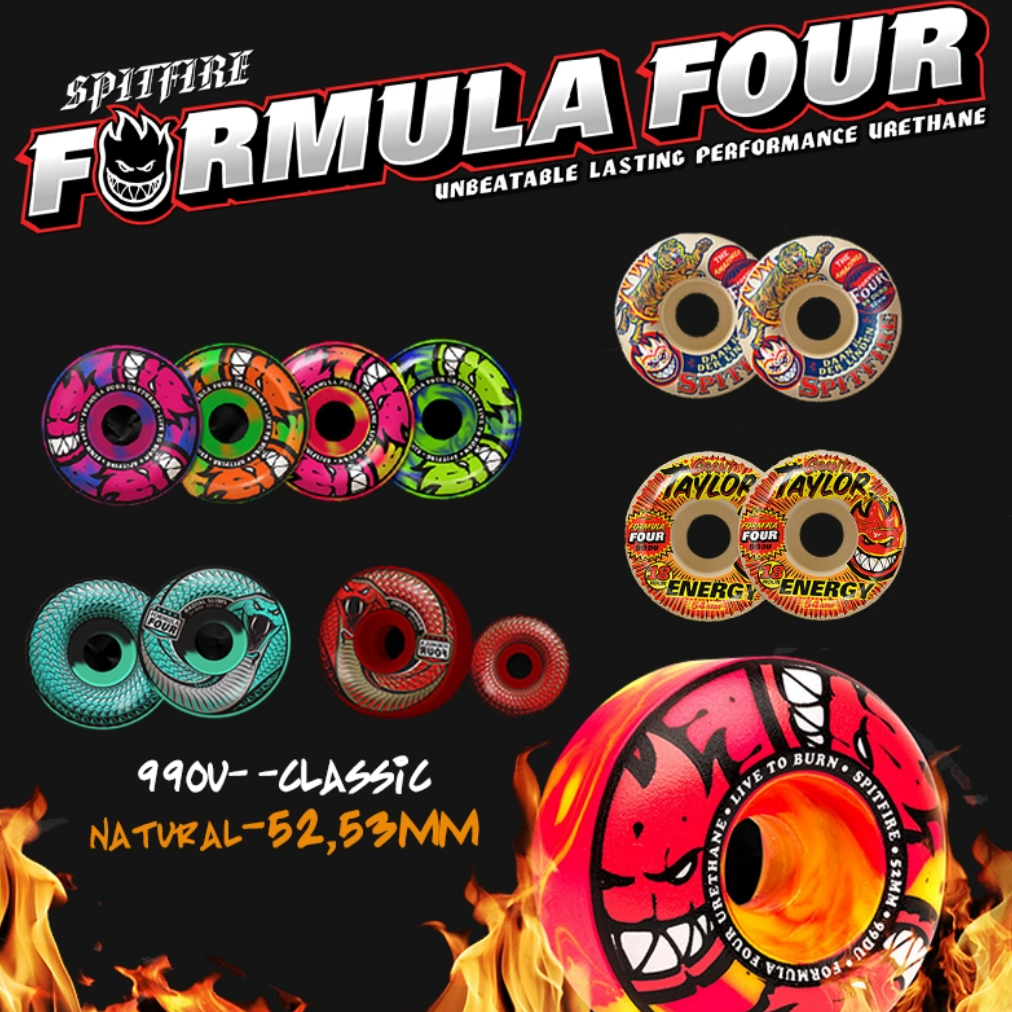 ล้อสเก็ตบอร์ดแท้ ขนาด 52 53 54 56 58 มม. รุ่น 101D 99D ยี่ห้อ SPITFIRE คุณภาพดี อุปกรณ์สเก็ตบอร์ด