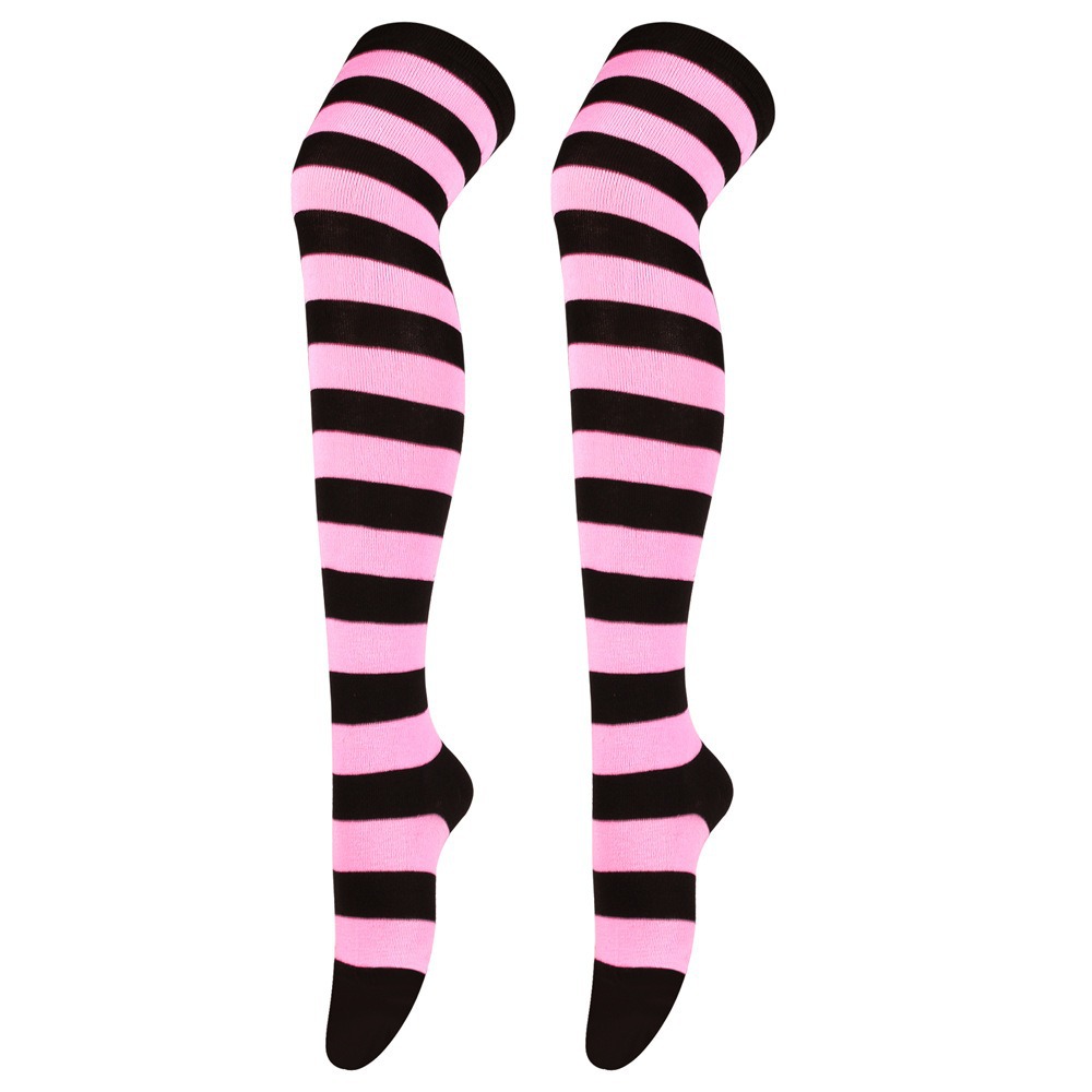 Un par de medias largas a rayas, nuevos calcetines de punto de tubo largo a rayas de cebra transfronterizos, calcetines hasta el muslo hasta la rodilla para niñas Lolita