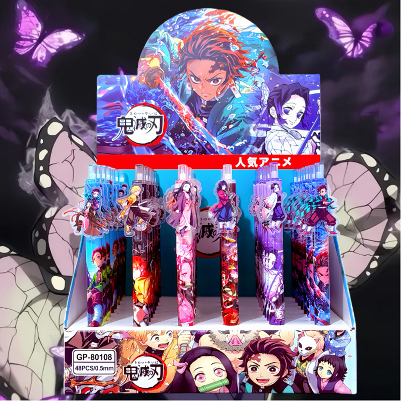 6Pcs/Set Demon Slayer Gel Pens Anime Cartoon Kimetsu No Yaiba Kamado Tanjirou Nezuko 0.5mm Black Ink School & Office Supplies