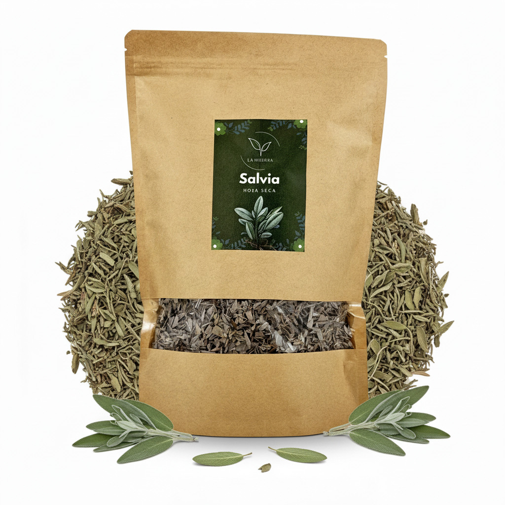 La Herbera |   Salvia Salvia officinalis hoja triturada, salvia real, salvia común, salvia fina |   para infusión y cocina, condimento aromático |   herba seca a granel |   Envasado en España, calidad herbolaria, Hojas de salvia secas