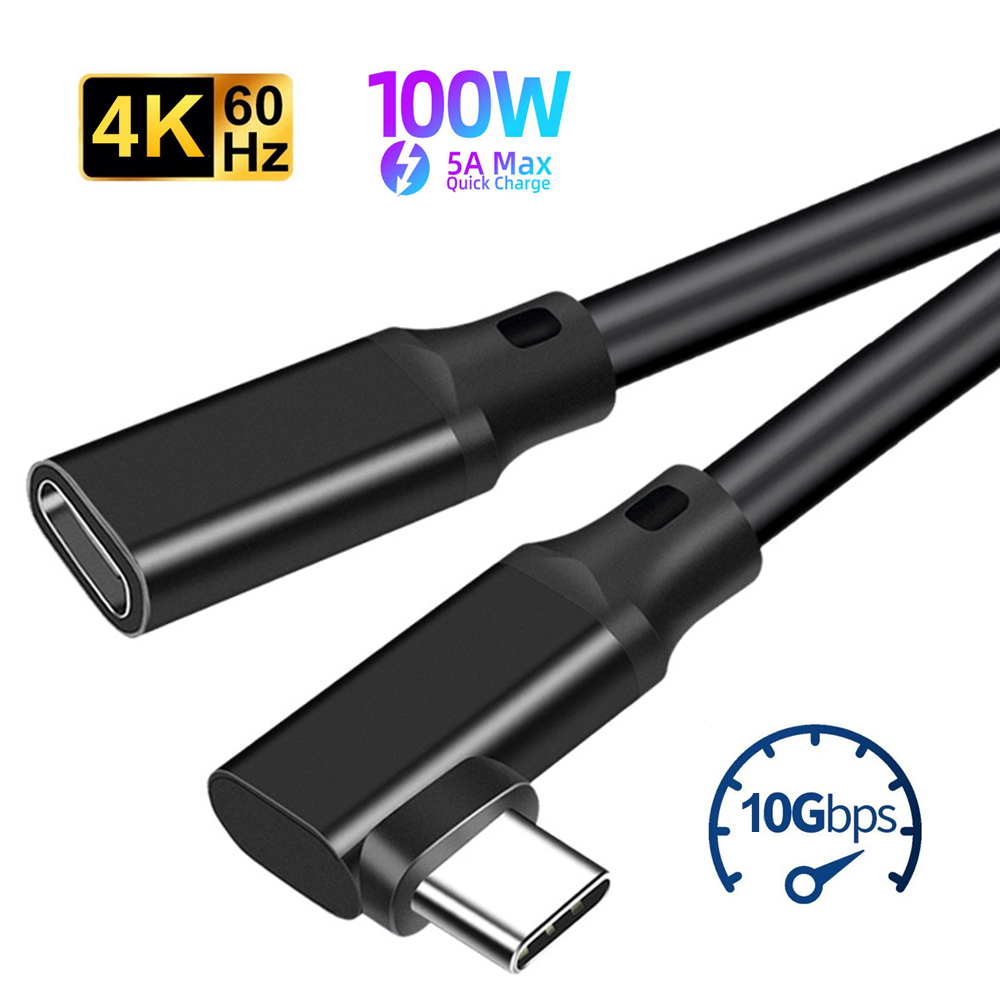 Угол 90 градусов Удлинительный кабель USB C типа C USB3.2 10 Гбит/с 100 Вт 5А «папа-мама» Удлинитель быстрой зарядки для MacBook Realme