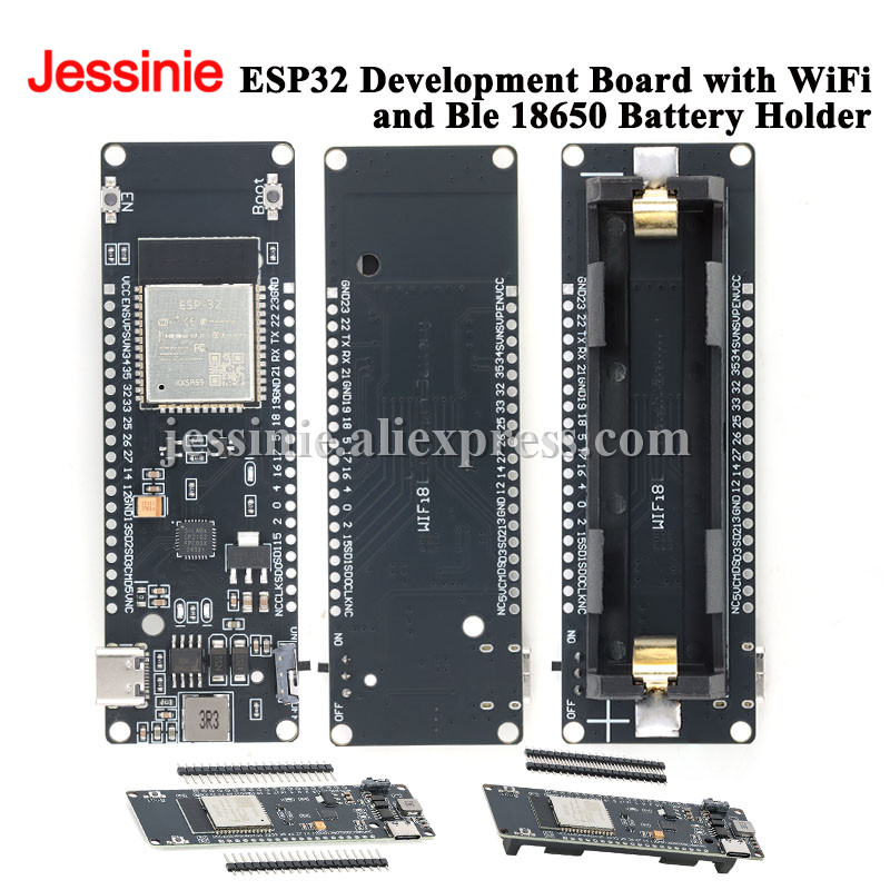 ESP32 Development Board with WiFi Ble Bluetooth-Compat 18650 Battery Holder Learning Evaluation Industrial Control Board ESP-32